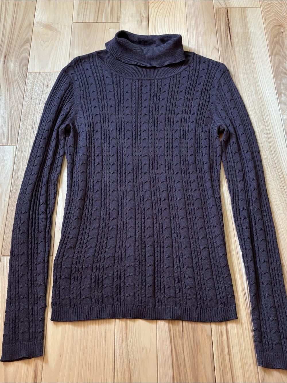 BCBG Max Azria Brown Silk Cotton Knit Turtleneck Sweater